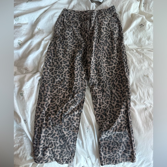Topshop Leopard Print Wide Leg Jeans - Picture 1 of 1